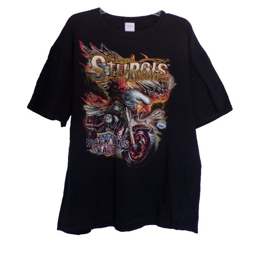 Sturgis 71st Annual Black Hills Rally 2011 Mount Rushmore Black T-Shirt 2X